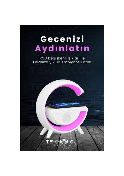 Akıllı Gece Lambası Bluetooth Hoparlör Kablosuz Şarjlı Beyaz Masa Lambası modelleri