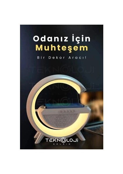 Akıllı Gece Lambası Bluetooth Hoparlör Kablosuz Şarjlı Beyaz Masa Lambası indirimleri
