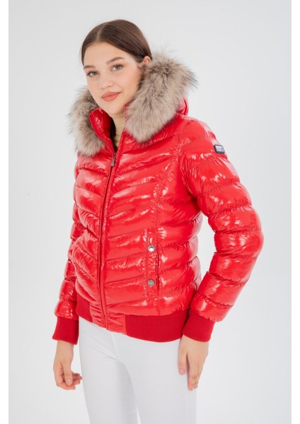Kadın Kısa Çıkarılabilir Kürk Kapşonlu Dolgulu Su Itici Şişme Mont 8637 fiyatları