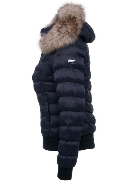 KADIN KISA ÇIKARILABİLİR KÜRK KAPŞONLU DOLGULU SU İTİCİ ŞİŞME MONT 8637