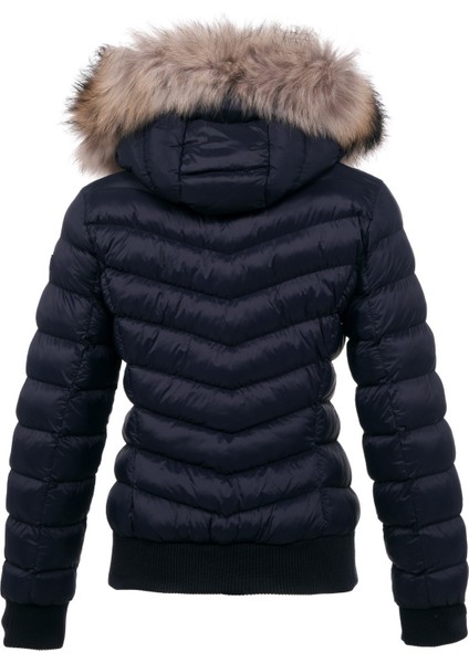 KADIN KISA ÇIKARILABİLİR KÜRK KAPŞONLU DOLGULU SU İTİCİ ŞİŞME MONT 8637