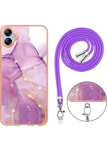 Samsung Galaxy A04E Mermer Anti-Scratch Yumuşak Crossbody Kordon Için Kılıf (Yurt Dışından)