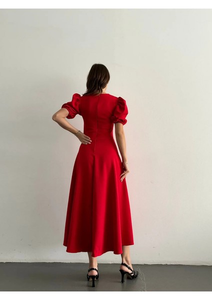 Karpuz Kollu Midi Boy Elbise fiyatları