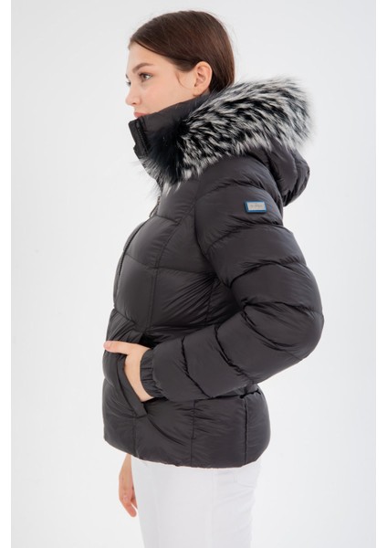 Kadın Kısa Çıkarılabilir Kürk Kapşonlu Dolgulu Şişme Mont 8347 fiyatları