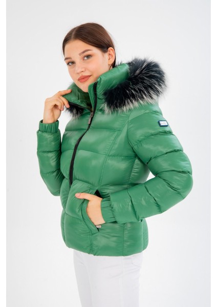 Kadın Kısa Çıkarılabilir Kürk Kapşonlu Dolgulu Şişme Mont 8347 fiyatları