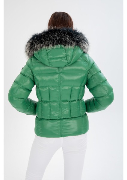 Kadın Kısa Çıkarılabilir Kürk Kapşonlu Dolgulu Şişme Mont 8347 modelleri