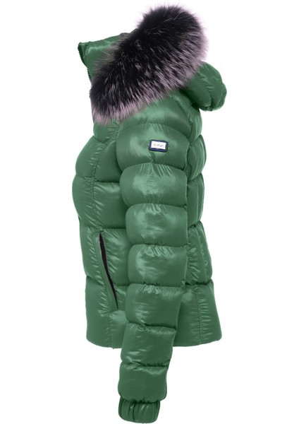 Kadın Kısa Çıkarılabilir Kürk Kapşonlu Dolgulu Şişme Mont 8347