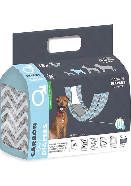 Diapers Erkek Köpekler Için M 18LI Karbonlu Külot
