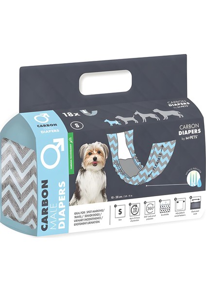 Diapers Erkek Köpekler Için S 18LI Karbonlu Külot