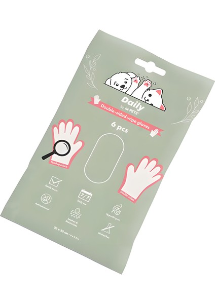 M-Pet Daily Çift Taraflı Günlük Temizleme Eldiveni 6lı