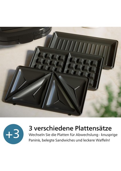 5000 Seri 3-In-1 Sandwichmaker | Waffle, Panini ve Sandviç Hazırlama Makinesi, Anti-Kızarma Fonksiyonu, Çıkarılabilir Plakalar, 750W fiyatları