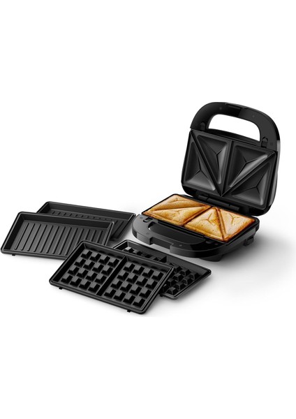 5000 Seri 3-In-1 Sandwichmaker | Waffle, Panini ve Sandviç Hazırlama Makinesi, Anti-Kızarma Fonksiyonu, Çıkarılabilir Plakalar, 750W fırsatları