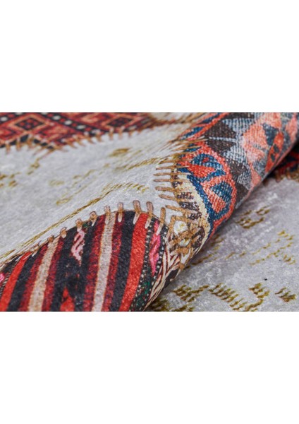 Montreal Bej Patchwork Etnik Modern Desenli Makinada Yıkanabilir Hav Toz Vermez Leke Tutmayan Kaymaz Taban Dijital Makine Baskı Salon Yolluk Mutfak Halı modelleri