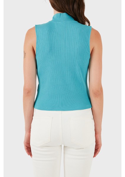 Pamuklu Slim Fit Fermuarlı Dik Yaka Logolu Top LV047C909GXEG Bayan Top LV047C909G Xeg modelleri