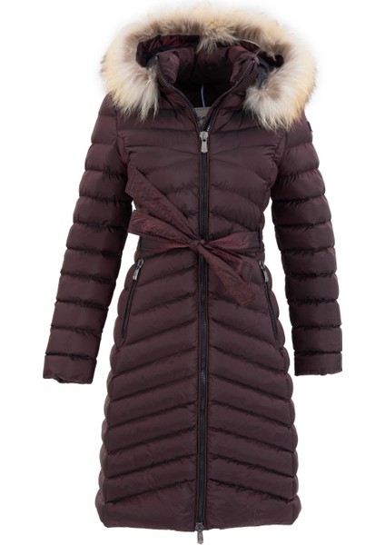 Kadın Bordo Uzun Çıkarılabilir Kürk Kapüşonlu Dolgulu Bel Kemerli Su Itici Şişme Mont 8529 fırsatları