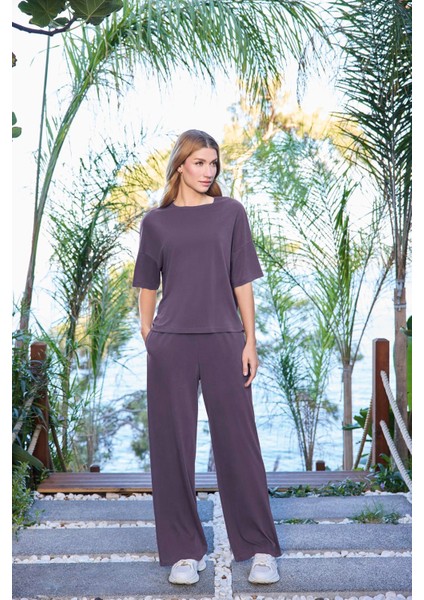 Kadın Kısa Kollu Bisiklet Yaka Alt Üst Takım 25081 fırsatları