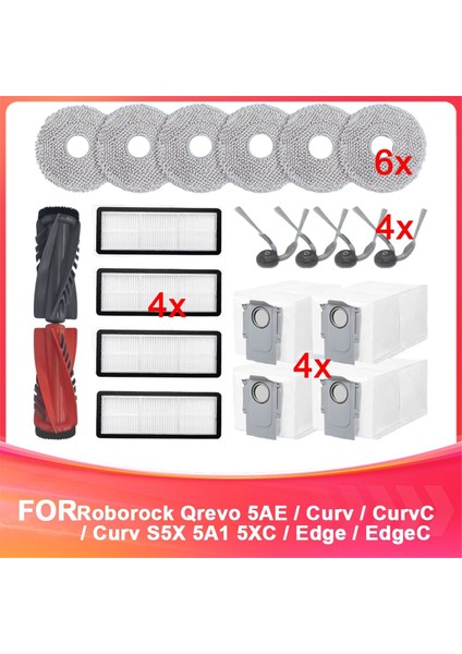 Roborock Qrevo 5AE / Curv /curvc /curv S5X 5A1 5xc / Edge /edgec /edge S5A 5V1 Parça Fırça Filtre Paspas Torbası ile Uyumludur (Yurt Dışından)