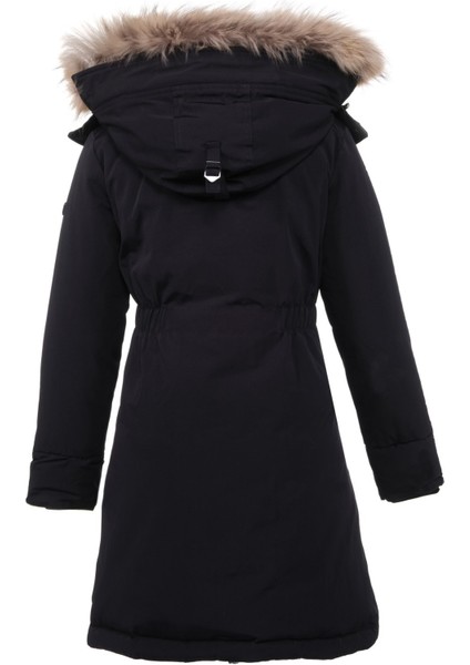 Kadın Uzun Çıkarılabilir Kürk Kapşonlu Dolgulu Rüzgara Dayanıklı Su Itici Şişme Mont 8645
