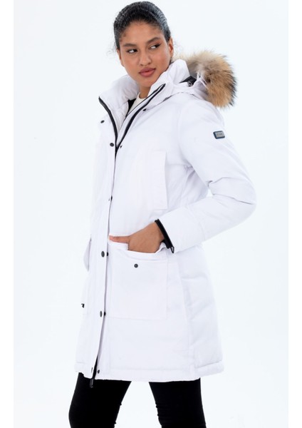 Kadın Uzun Çıkarılabilir Kürk Kapşonlu Dolgulu Rüzgara Dayanıklı Su Itici Şişme Mont 8645 fiyatları