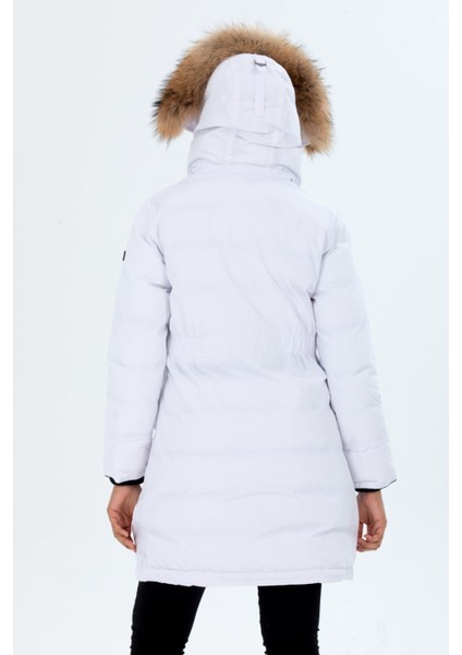 Kadın Uzun Çıkarılabilir Kürk Kapşonlu Dolgulu Rüzgara Dayanıklı Su Itici Şişme Mont 8645 modelleri