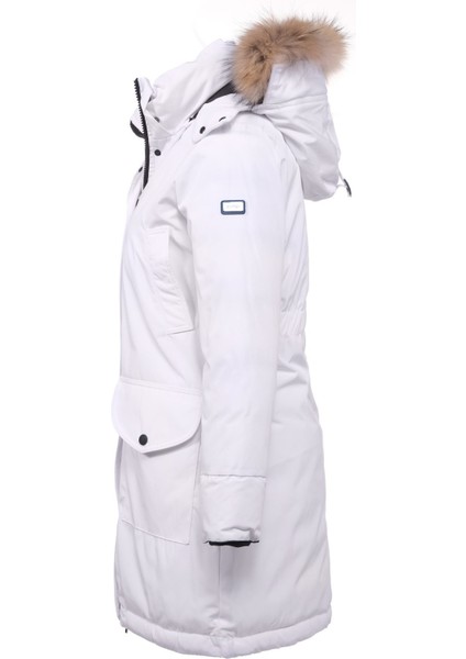 Kadın Uzun Çıkarılabilir Kürk Kapşonlu Dolgulu Rüzgara Dayanıklı Su Itici Şişme Mont 8645