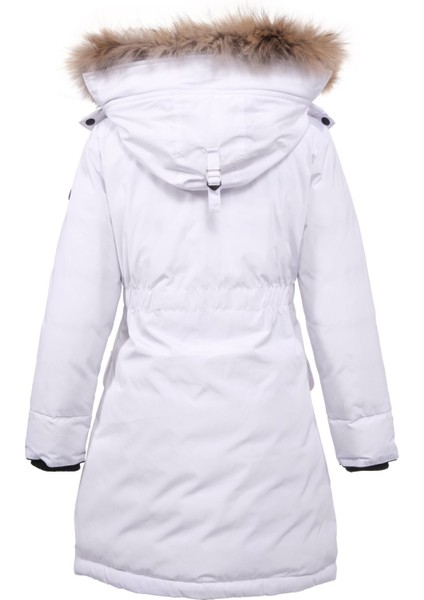 Kadın Uzun Çıkarılabilir Kürk Kapşonlu Dolgulu Rüzgara Dayanıklı Su Itici Şişme Mont 8645