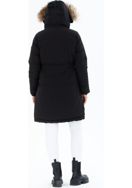 Kadın Uzun Çıkarılabilir Kürk Kapşonlu Dolgulu Rüzgara Dayanıklı Su Itici Şişme Mont 8645 modelleri