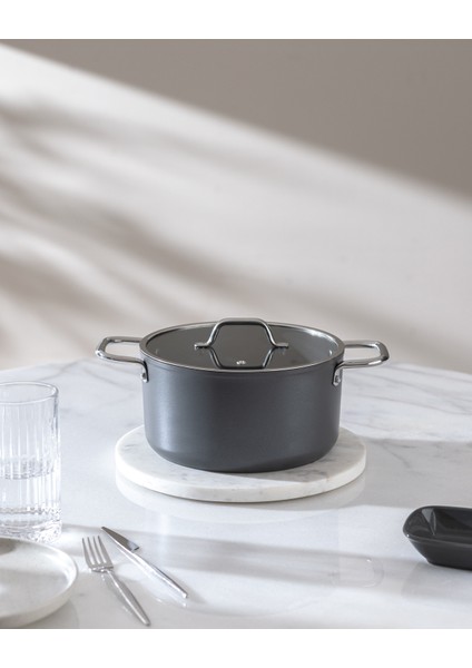 Titanium Profesional Derin Tencere - Antrasit - 22 cm