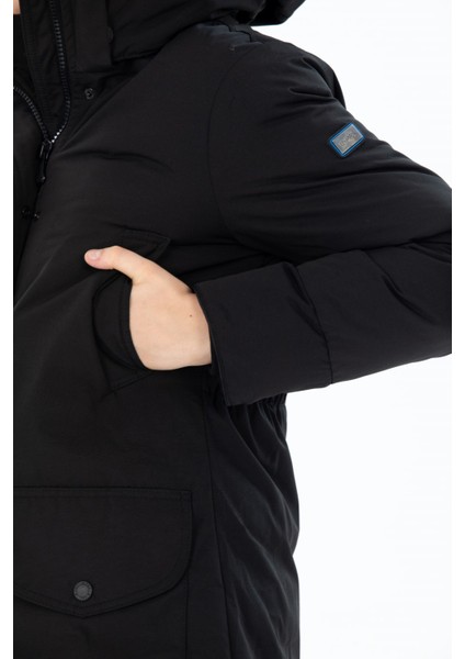 Kadın Uzun Çıkarılabilir Kürk Kapşonlu Dolgulu Rüzgara Dayanıklı Su Itici Şişme Mont 8645