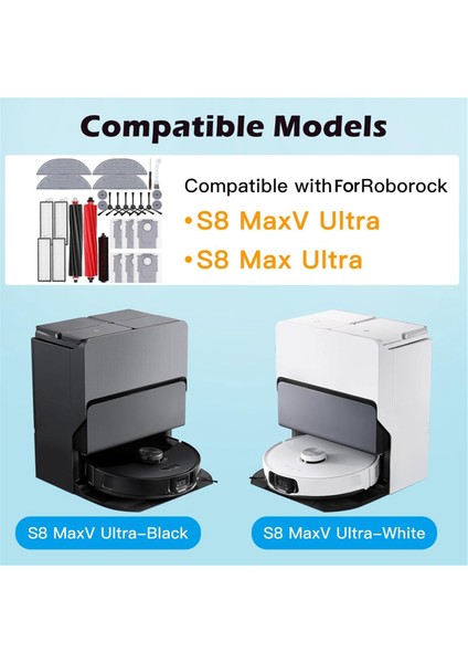 Roborock S8 Maxv Ultra Robot Süpürge Için Aksesuar Seti Ana Yan Fırça Hepa Filtre Paspas Bezi Toz Torbaları (Yurt Dışından)