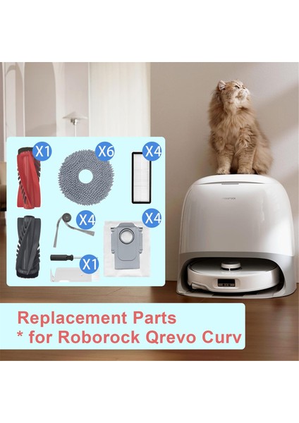 Roborock Qrevo Curv Aksesuarları, Ana Fırça, Hepa Filtreler, Paspas Bezleri, Toz Torbaları, Yan Fırçalar ile Yedek Parça (Yurt Dışından) modelleri