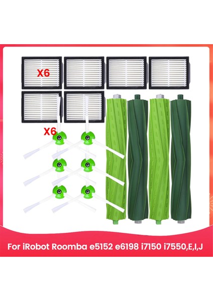 Irobot Roomba E5152 E6198 I7150 I7550, Seri E, I, J Ana Yan Fırça Hepa Filtreleri Aksesuarları Için Yedek Parçalar (Yurt Dışından)