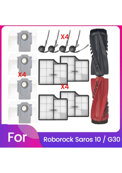 Roborock Saros 10 / G30 Robot Süpürge Yedek Ana Yan Fırça Hepa Filtre Toz Torbaları Için 13 Adet Aksesuar Seti (Yurt Dışından)