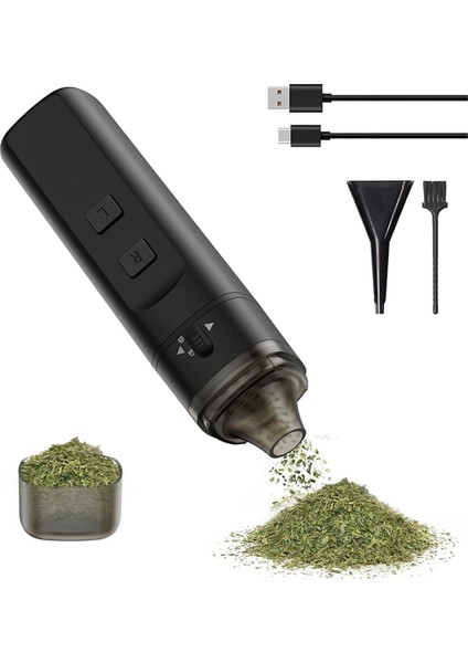 Taşınabilir Otomatik Öğütme Elektrikli Ot Öğütücü Tek Dokunuşla 1,5 G'a Kadar Öğütme Otomatik Kuru Baharat Değirmeni Makinesi Siyah (Yurt Dışından)