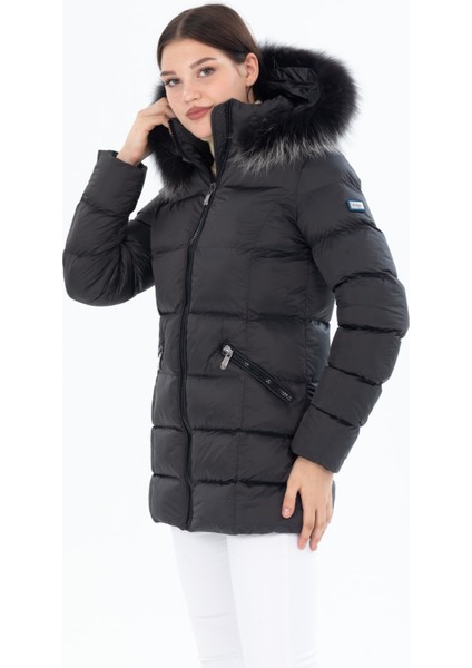 Kadın Uzun Çıkarılabilir Kürk Kapşonlu Dolgulu Rüzgara Dayanıklı Su Itici Şişme Mont 8651 fiyatları
