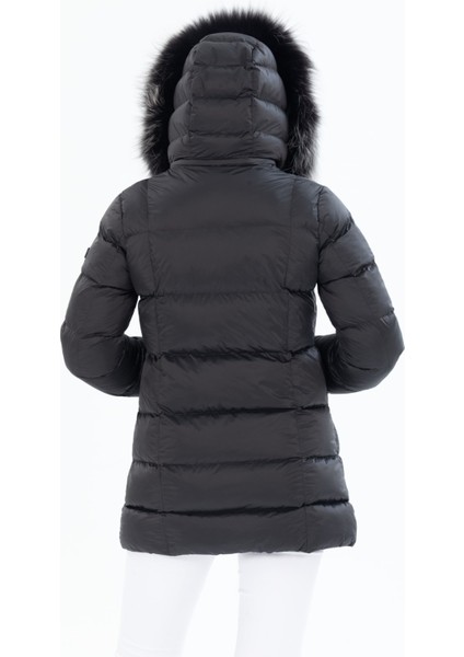 Kadın Uzun Çıkarılabilir Kürk Kapşonlu Dolgulu Rüzgara Dayanıklı Su Itici Şişme Mont 8651 modelleri