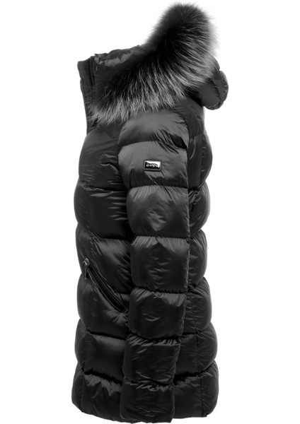 Kadın Uzun Çıkarılabilir Kürk Kapşonlu Dolgulu Rüzgara Dayanıklı Su Itici Şişme Mont 8651