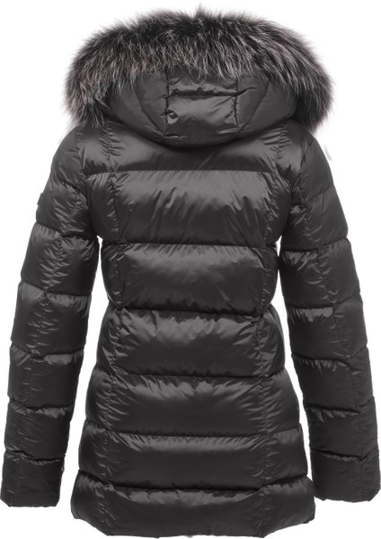 Kadın Uzun Çıkarılabilir Kürk Kapşonlu Dolgulu Rüzgara Dayanıklı Su Itici Şişme Mont 8651