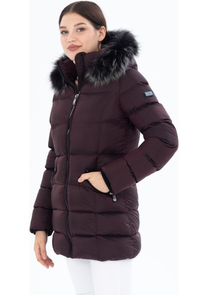 Kadın Uzun Çıkarılabilir Kürk Kapşonlu Dolgulu Rüzgara Dayanıklı Su Itici Şişme Mont 8651 fiyatları