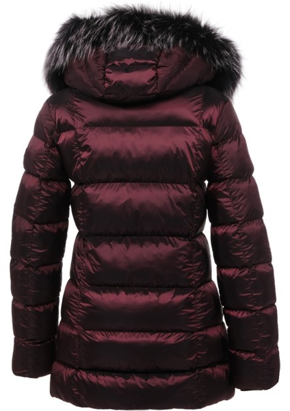 Kadın Uzun Çıkarılabilir Kürk Kapşonlu Dolgulu Rüzgara Dayanıklı Su Itici Şişme Mont 8651