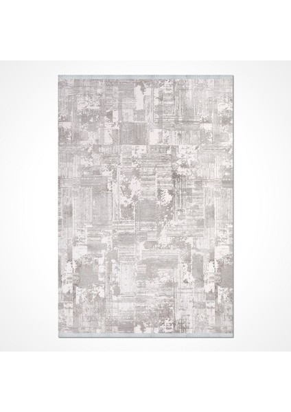 Melissa Gri Çizgili Etnik Modern Desenli Akrilik Hav Vermeyen Leke Tutmayan Kolay Temizlenen Yumuşak Makine Salon Yolluk Mutfak Halı