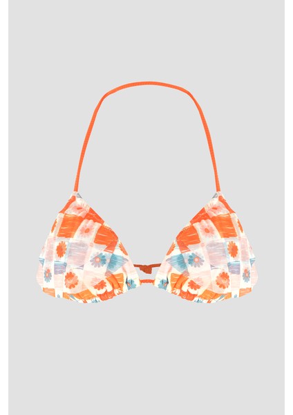Turuncu Daisy Forest Üçgen Tek Üst Bikini