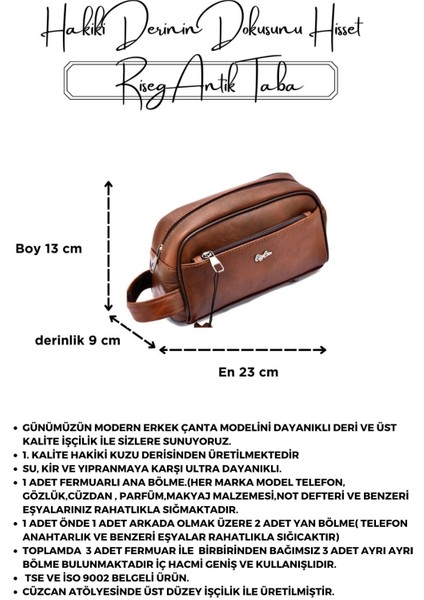 Forest Antik Taba Hakiki Deri Erkek El Çantası - Spor - Seyahat- Günlük - Traş- Bakım modelleri