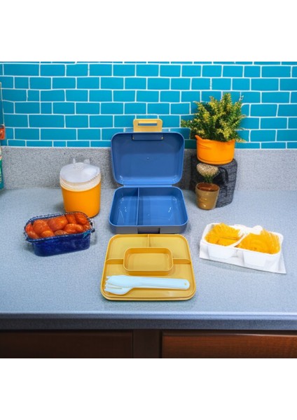 Iki Katlı Gri Renk Lunch Box Beslenme Kutusu Çatal,bıçak,kaşık Setli modelleri