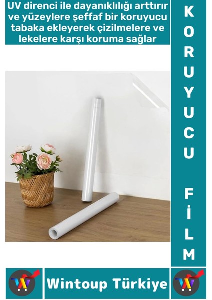 Iz Bırakmaz Kolay Temizlenir Mobilya Tezgah Zemin Çizilme Önleyici Yapışkanlı Şeffaf Koruyucu Film