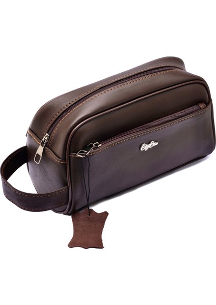 Forest Kahverengi Hakiki Deri Erkek El Çantası - Spor - Seyahat- Günlük - Traş- Bakım