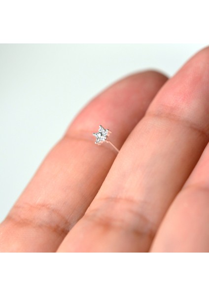925 Ayar Gümüş Çiçek Hızma Burun Piercing
