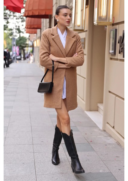 Kadın Oversize Kaşe Kaban Kahverengi