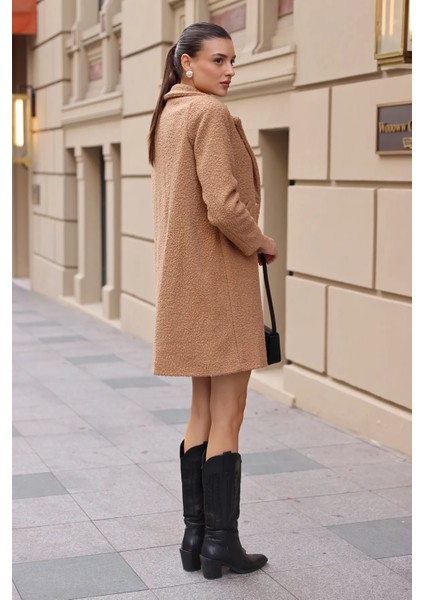 Kadın Oversize Kaşe Kaban Kahverengi modelleri