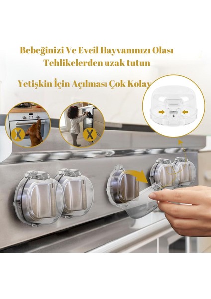 8 Adet Iz Bırakmaz Montajsız Ocak ve Fırın Gaz Düğmesi Kapatıcı Güvenlik Kapağı Bebek Güvenlik fiyatları